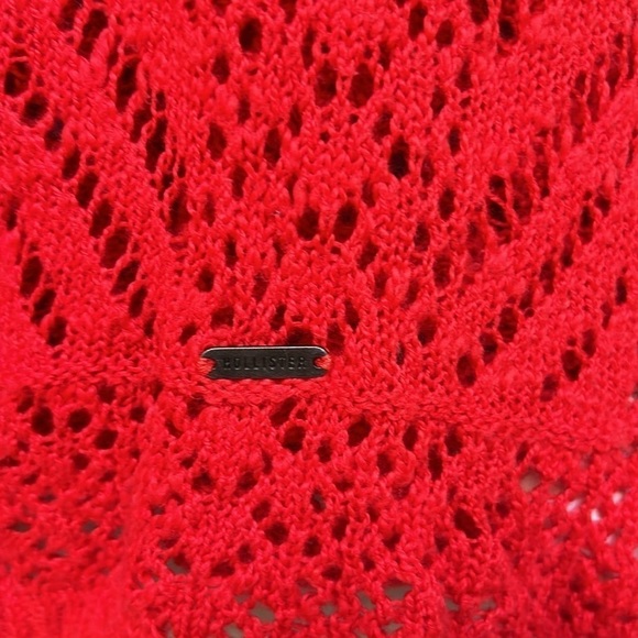 Hollister Red Open Knit Pointelle Short Sleeve Slouchy Sweater Top, size XS/S - Picture 4 of 7